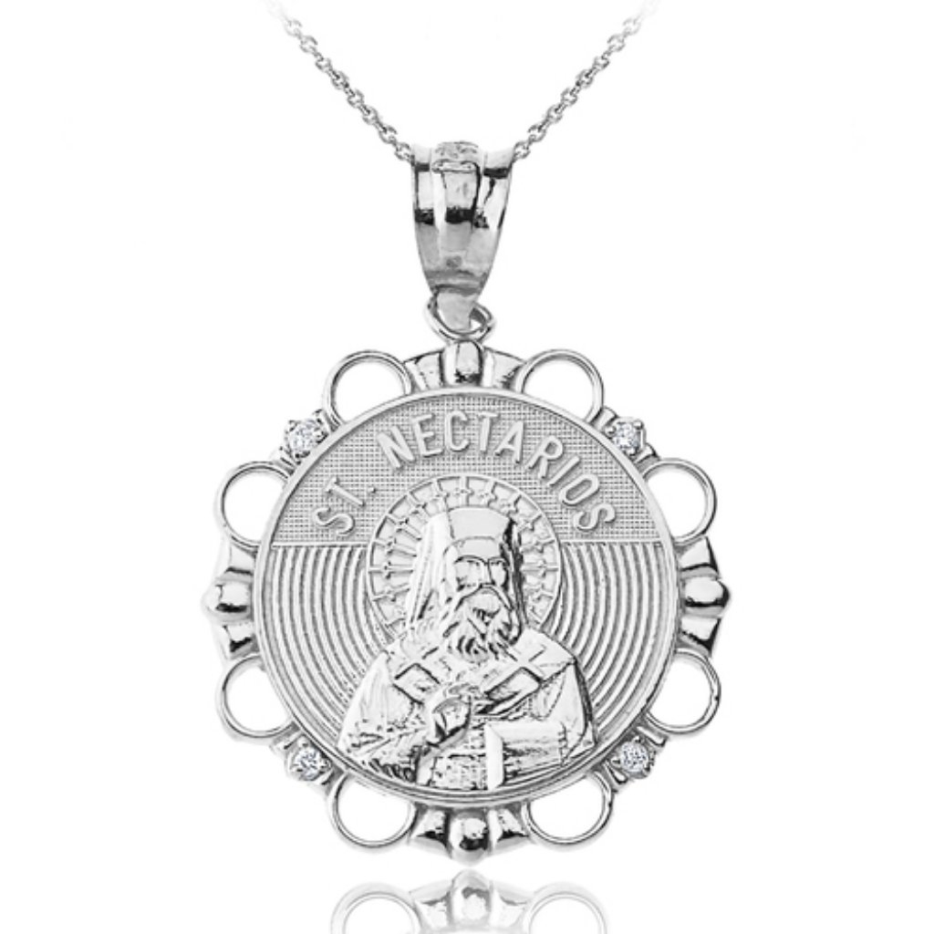 925 Sterling Silver Cz Saint Nectarios Of Aegina Pendant Necklacee 79$